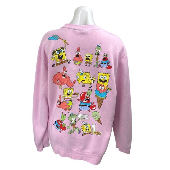 Nickelodeon Pink Spongebob Squarepants Long Sleeve Fleece Sweatshirt Top Size L - Picture 2 of 6